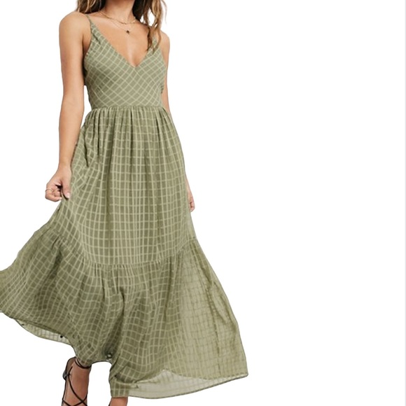 ASOS Dresses & Skirts - ASOS DESIGN Tiered Cami Maxi Dress with Open Back - Khaki